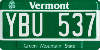 VT license plate YBU537