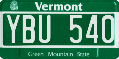 VT license plate YBU540