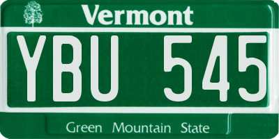 VT license plate YBU545