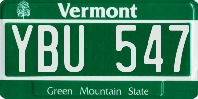 VT license plate YBU547