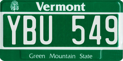 VT license plate YBU549
