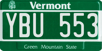 VT license plate YBU553
