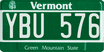 VT license plate YBU576