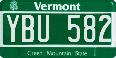 VT license plate YBU582