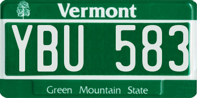 VT license plate YBU583