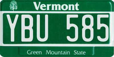 VT license plate YBU585