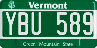 VT license plate YBU589