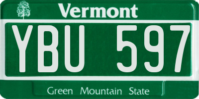 VT license plate YBU597