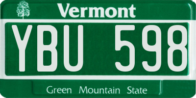 VT license plate YBU598