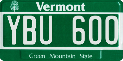 VT license plate YBU600