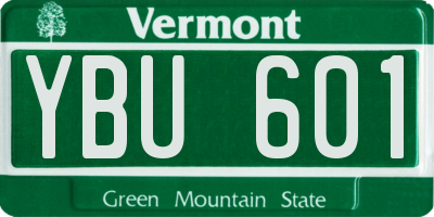 VT license plate YBU601