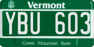 VT license plate YBU603