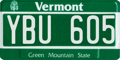 VT license plate YBU605
