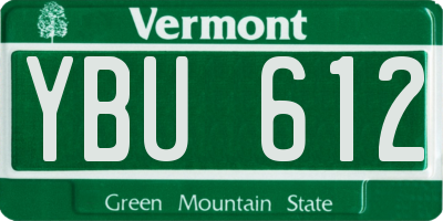 VT license plate YBU612