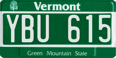 VT license plate YBU615