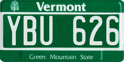 VT license plate YBU626