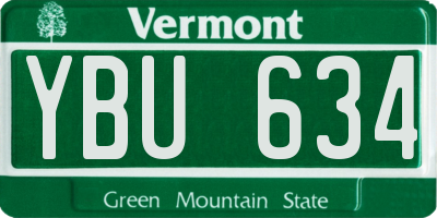 VT license plate YBU634