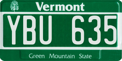 VT license plate YBU635