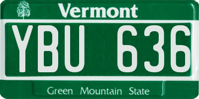 VT license plate YBU636