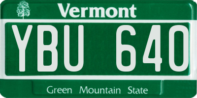 VT license plate YBU640