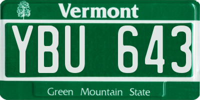 VT license plate YBU643
