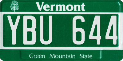 VT license plate YBU644