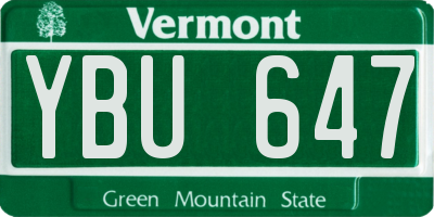 VT license plate YBU647