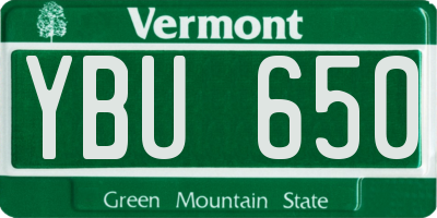 VT license plate YBU650