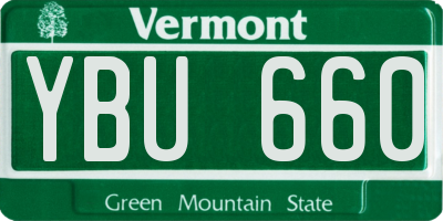 VT license plate YBU660