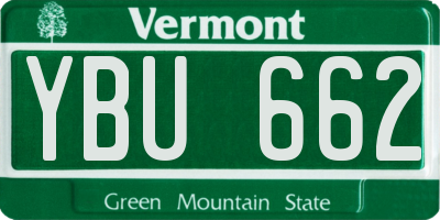 VT license plate YBU662