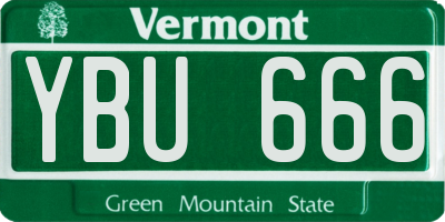 VT license plate YBU666