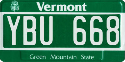 VT license plate YBU668