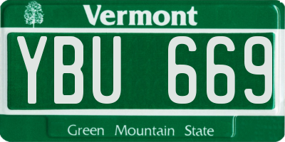VT license plate YBU669