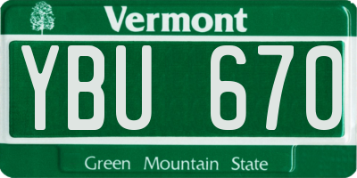 VT license plate YBU670