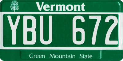 VT license plate YBU672