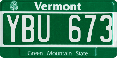 VT license plate YBU673