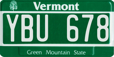 VT license plate YBU678