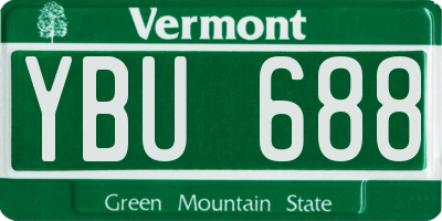 VT license plate YBU688