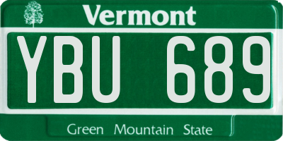 VT license plate YBU689