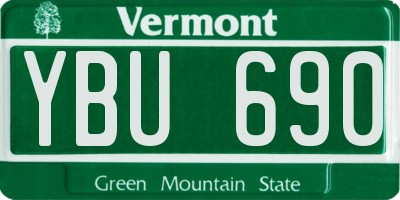 VT license plate YBU690