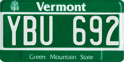VT license plate YBU692