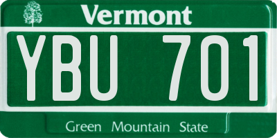 VT license plate YBU701