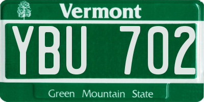 VT license plate YBU702