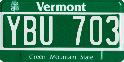VT license plate YBU703
