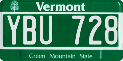 VT license plate YBU728