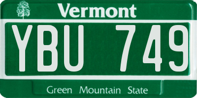VT license plate YBU749