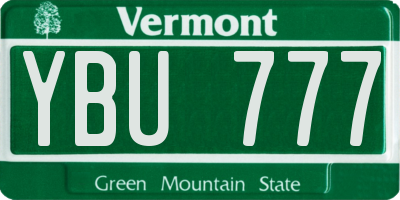 VT license plate YBU777