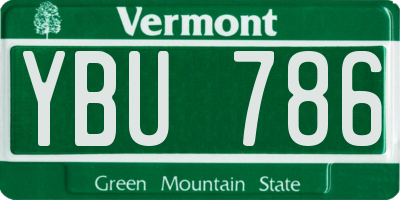 VT license plate YBU786