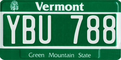 VT license plate YBU788