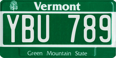 VT license plate YBU789